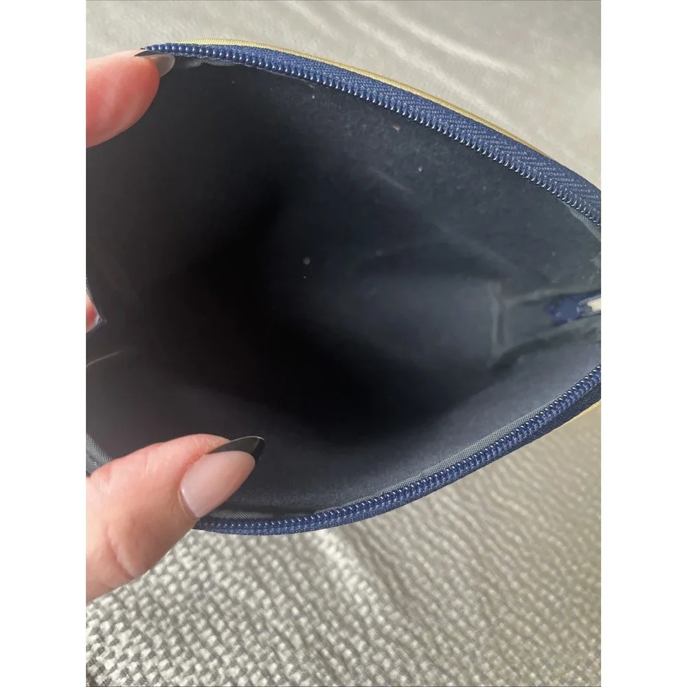 Vintage Estée Lauder Classic Navy Blue Gold Travel Bag Makeup Bag Compact Mirror